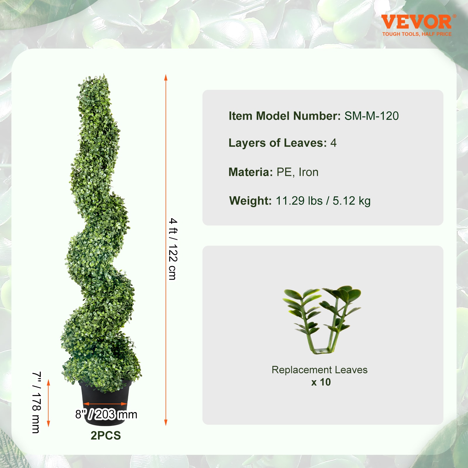 Artificial Boxwood Spiral Topiary Tower Decorative Plant Set_voghion.com